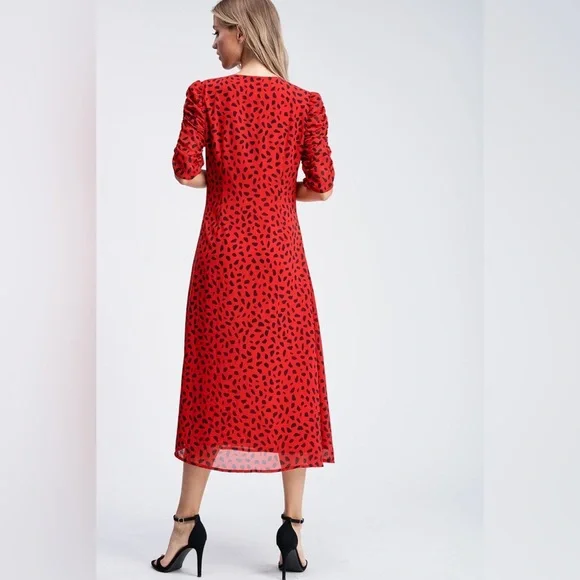 Final ❤️ Emily in Paris En Saison Paris Red Black Polkadot Retro Dress - Picture 2 of 10